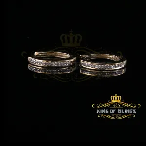 0.10ct Diamond 925 Sterling Silver Yellow Hoop Stud Earrings For Men's / Women's