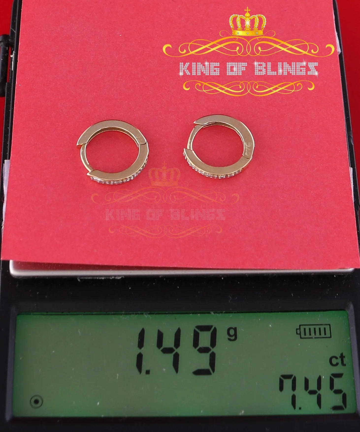 0.10ct Diamond 925 Sterling Silver Yellow Hoop Stud Earrings For Men's / Women's