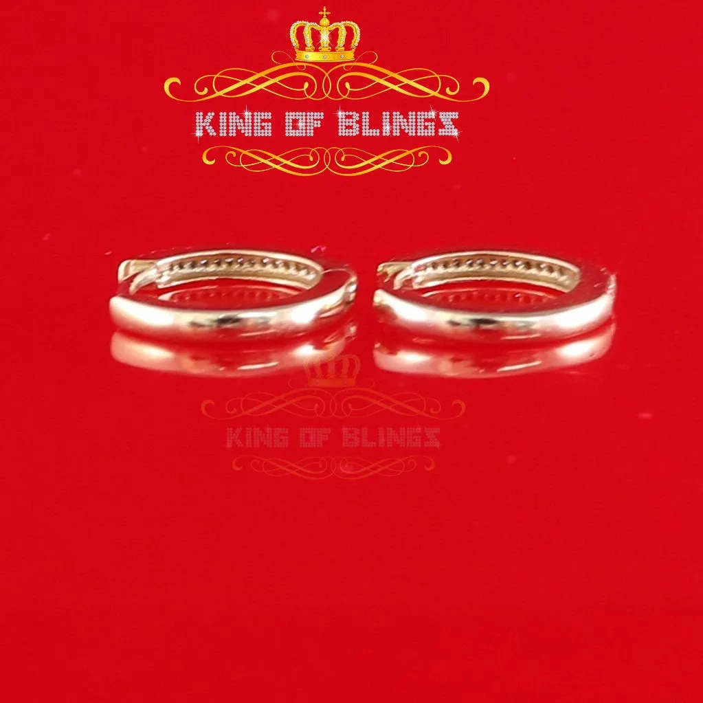 0.10ct Diamond 925 Sterling Silver Yellow Hoop Stud Earrings For Men's / Women's