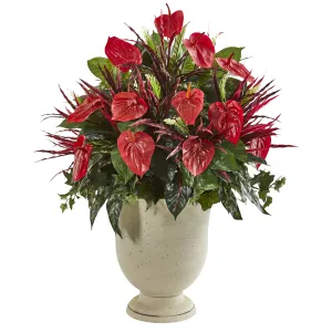 27" Artificial Roses Arrangement w/Cylinder Vase - Low Maintenance, Life-Like & Vibrant Silk Flowers For Busy People.