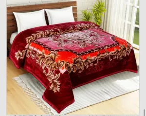 ALCITIC HOME Double ply Luxurious Blanket Mink for doublebed for mild Winters. Embossed Design Multicolor