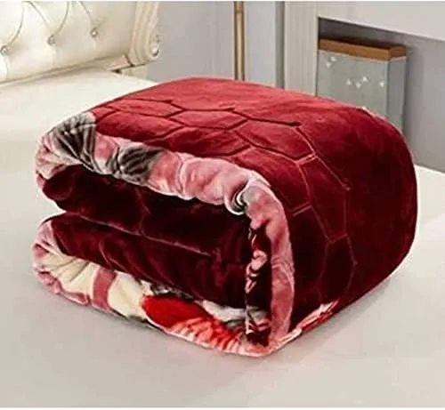 ALCITIC HOME Double ply Luxurious Blanket Mink for doublebed for mild Winters. Embossed Design Multicolor