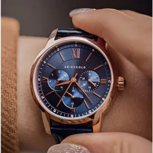 ARIES GOLD L 1028 RG-BU BLUE LEATHER WOMEN WATCH