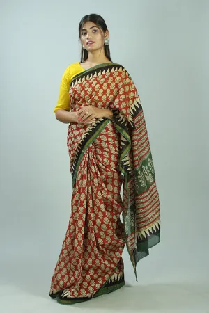 Bagru Handblock Print Chanderi Silk Saree-84