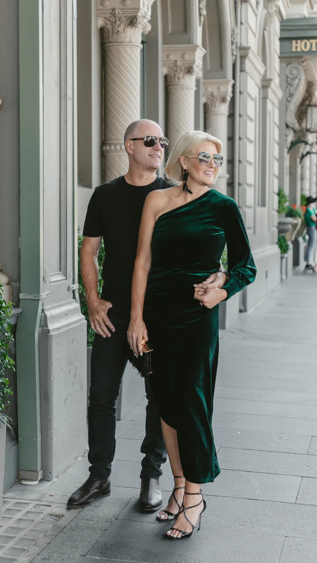 Belle Stretch Velvet Dress - Emerald