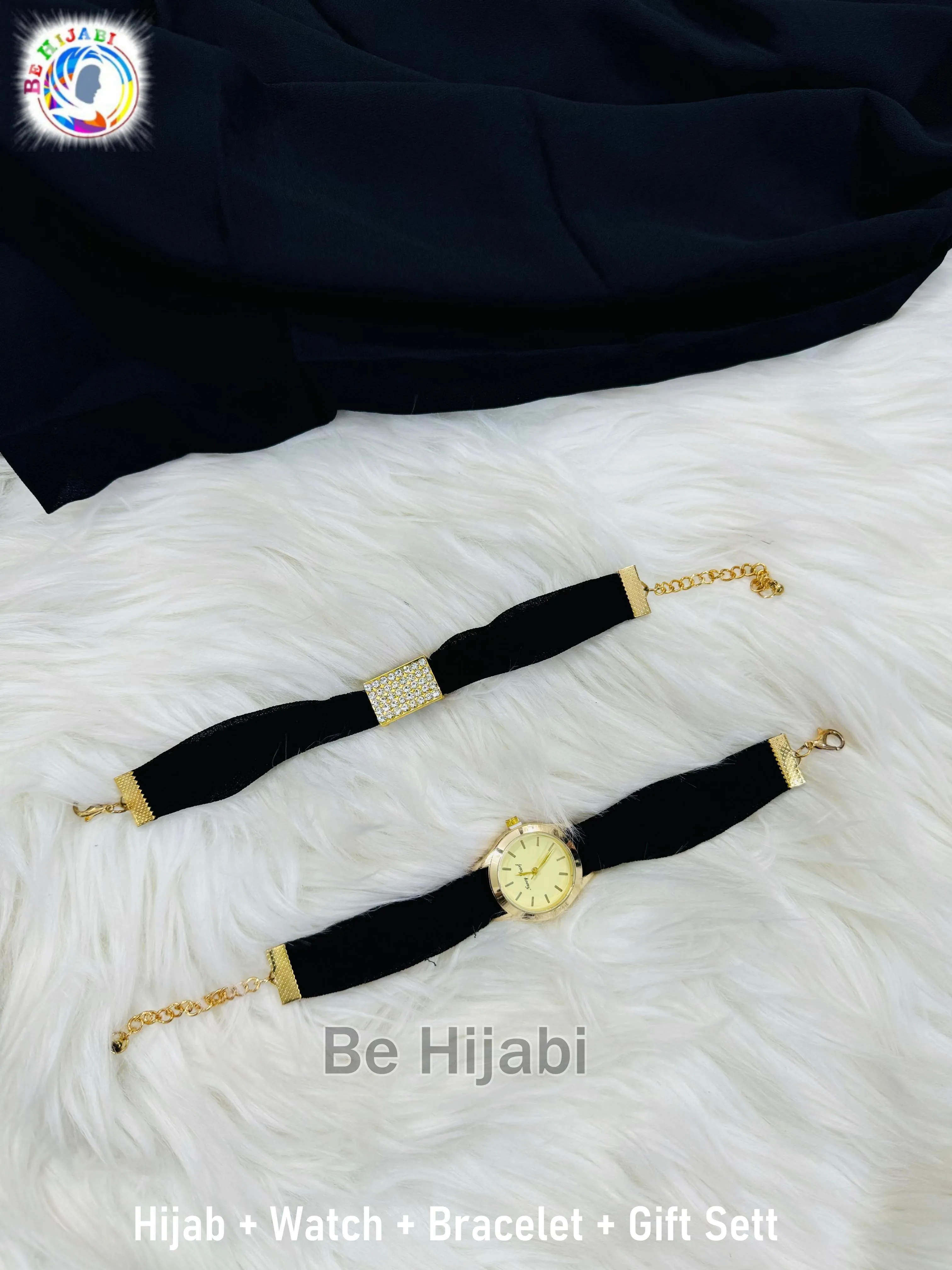 Black Hijab   Watch   Bracelet   Gift Sett