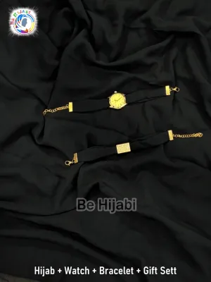 Black Hijab   Watch   Bracelet   Gift Sett