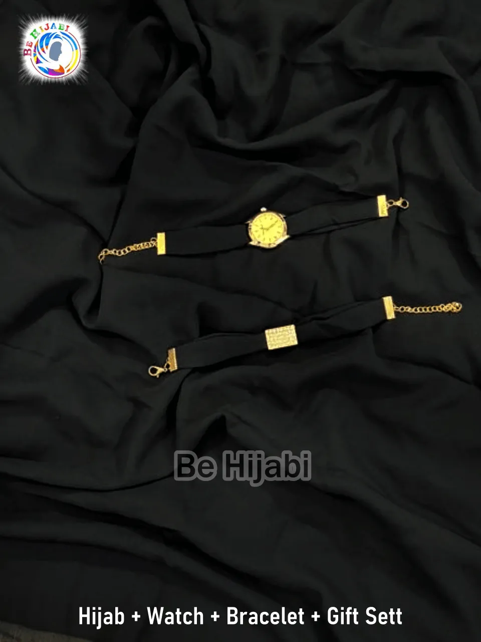 Black Hijab   Watch   Bracelet   Gift Sett