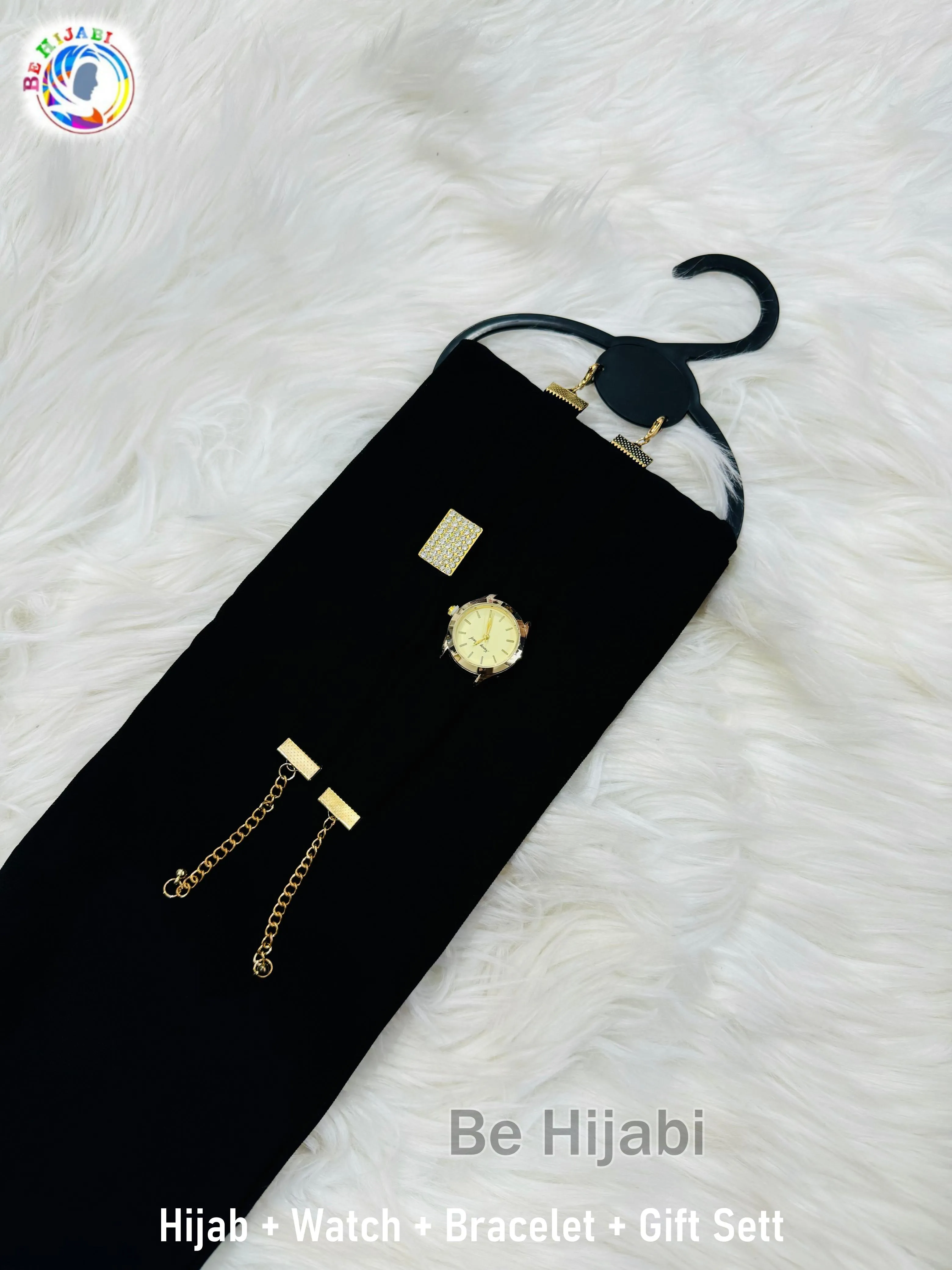 Black Hijab   Watch   Bracelet   Gift Sett