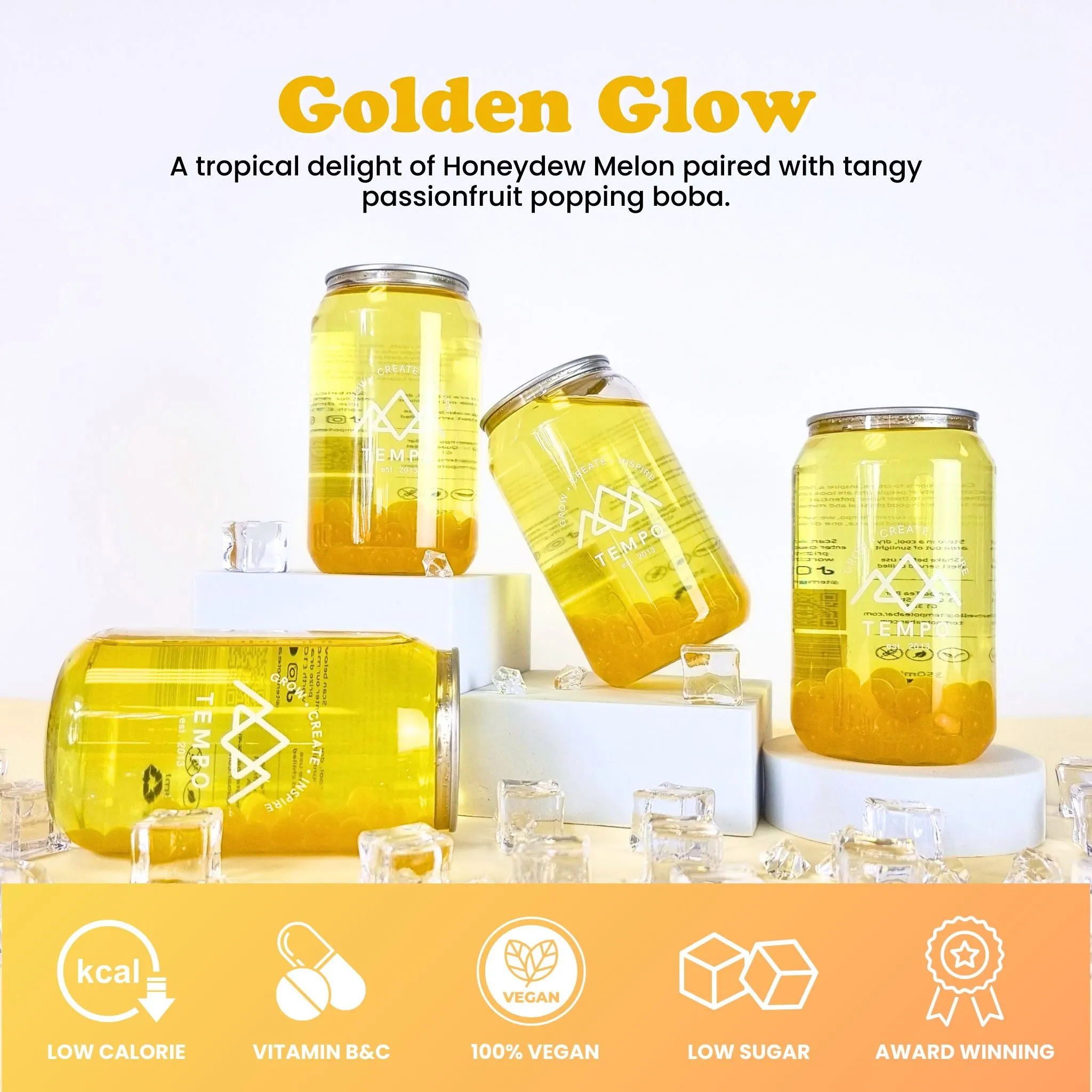 Bubble Tea Cans | Golden Glow - 4 Pack