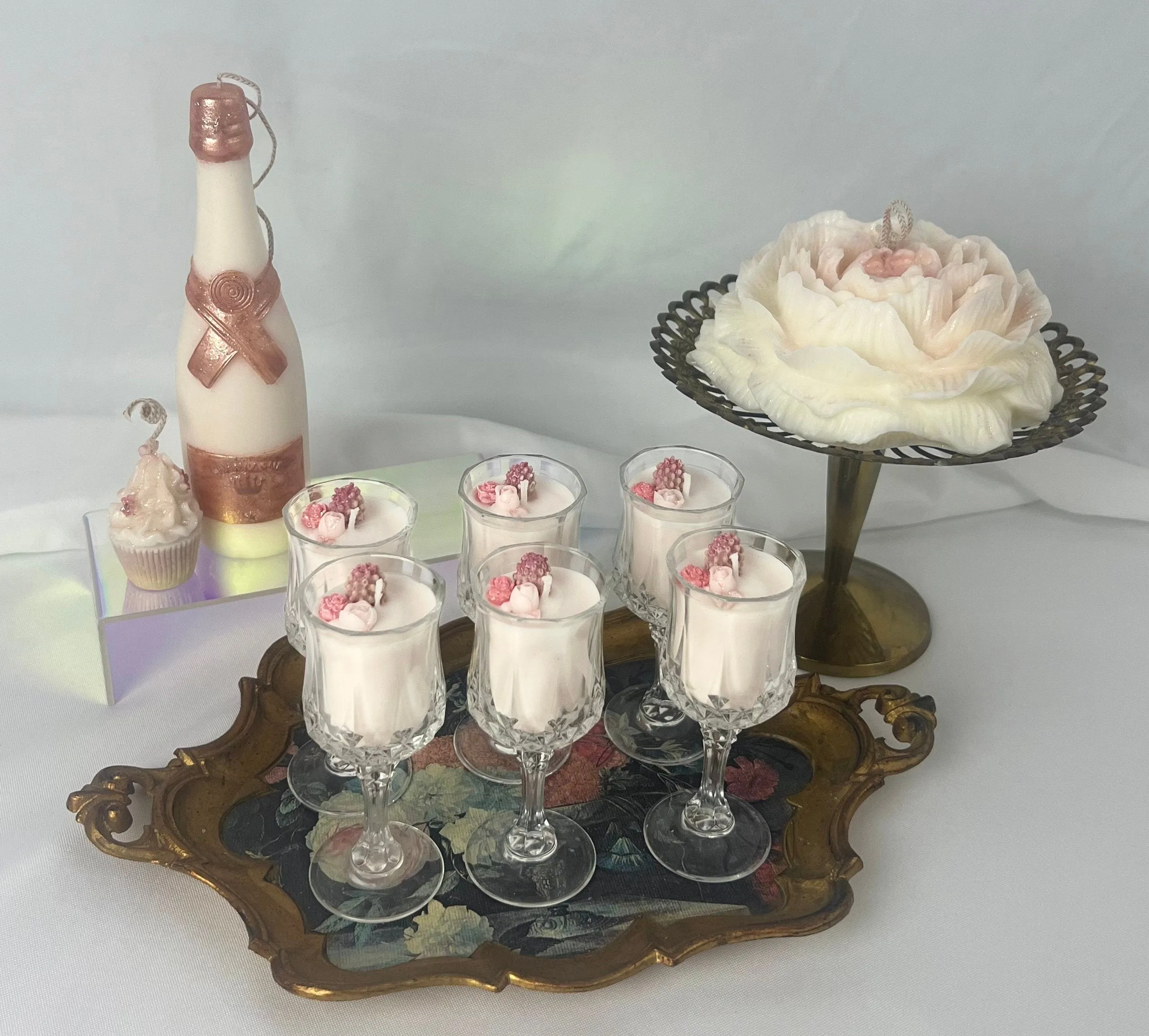 Cordial Glass Candles & Champagne