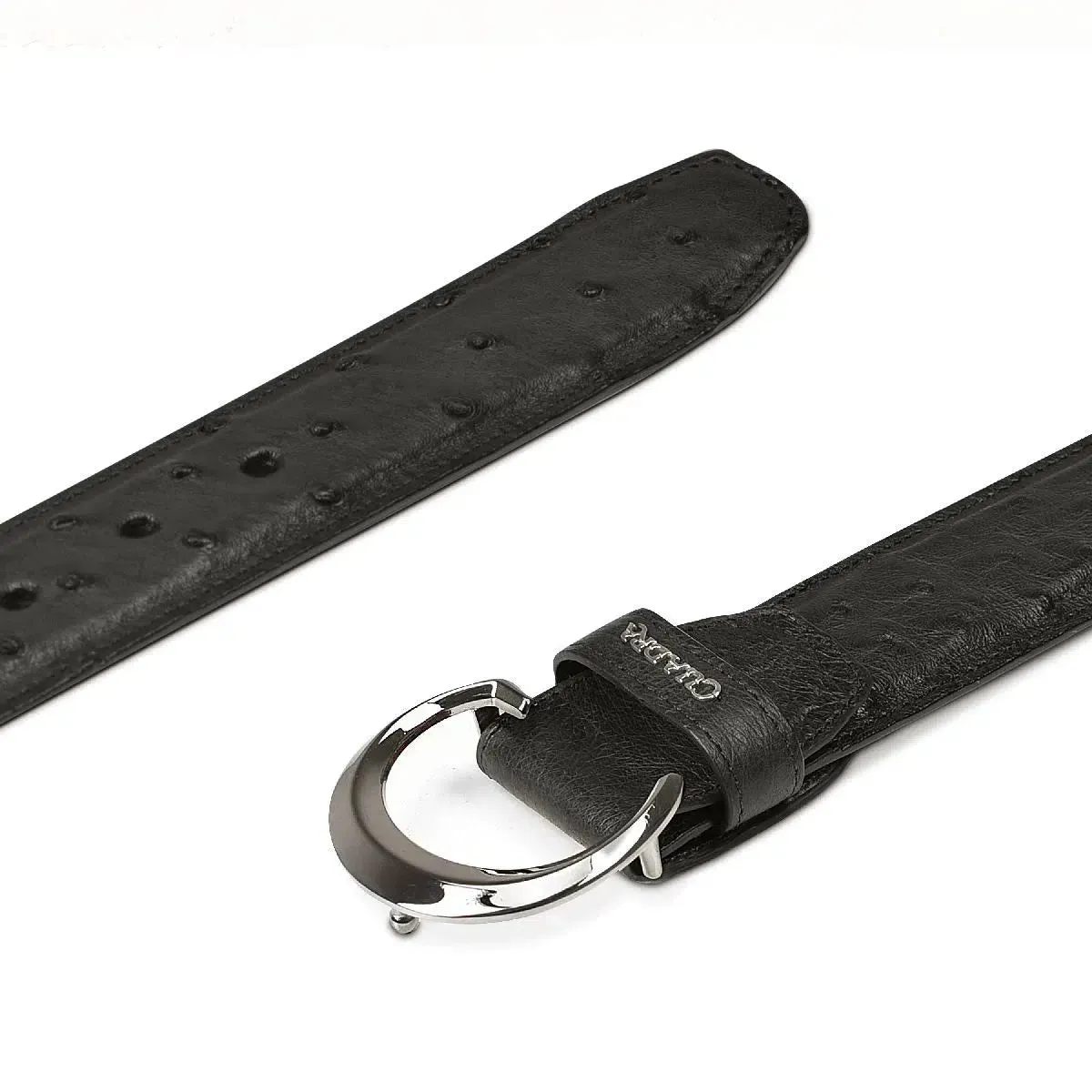 CS381A1 - Cuadra black casual fashion ostrich leather belt for men
