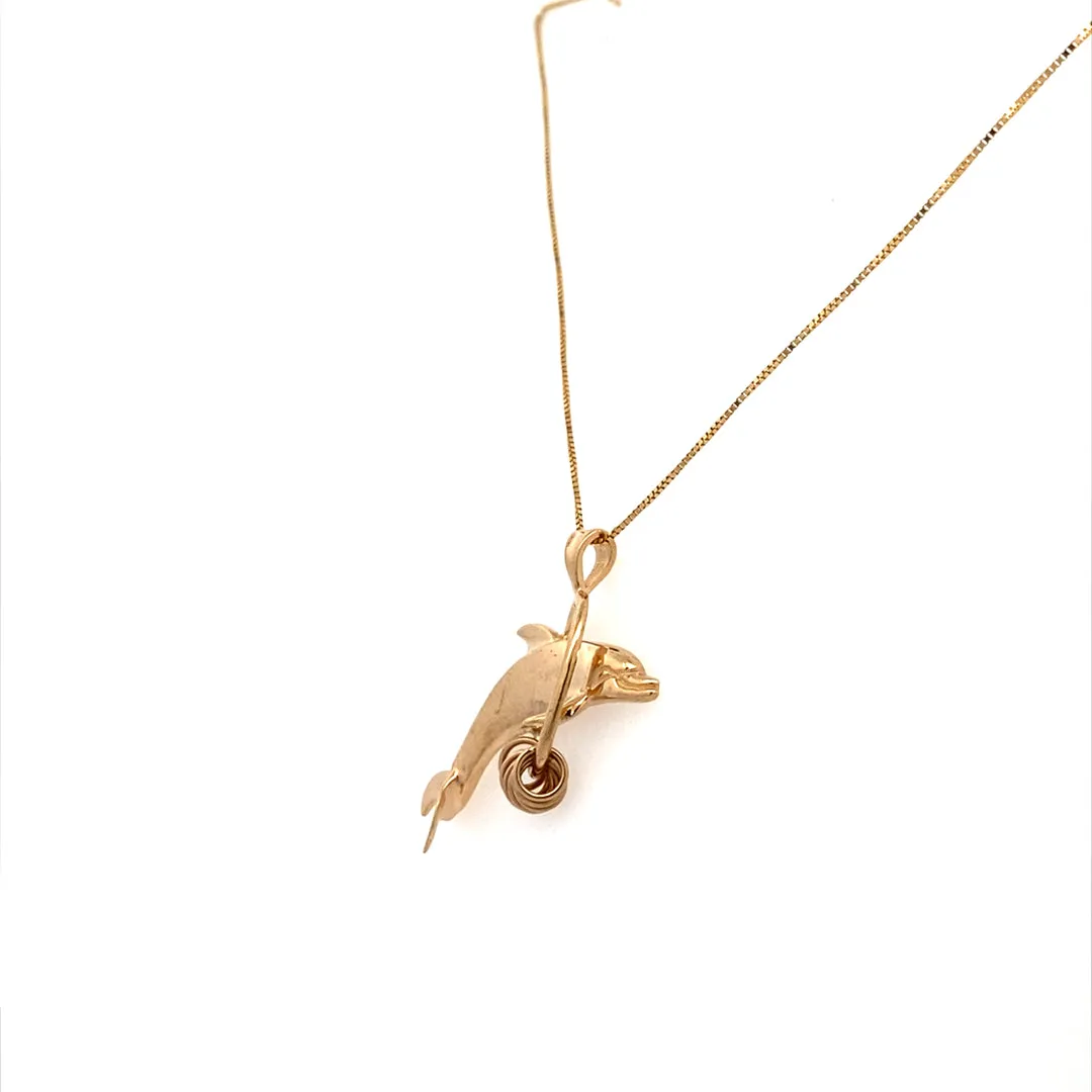 Estate Yellow Gold Dolphin Pendant