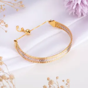 Eternal Sparkle Layered Triple-Tone Plated 925 Sterling Silver Bracelet