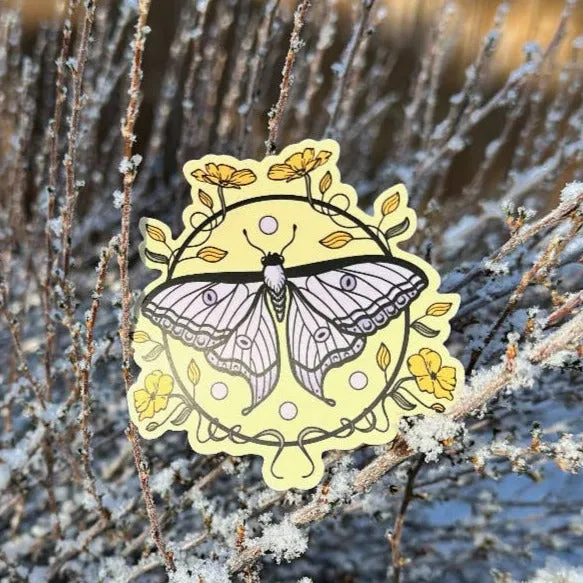 Floral Moth Vinyl Sticker