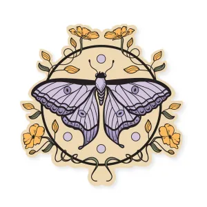 Floral Moth Vinyl Sticker