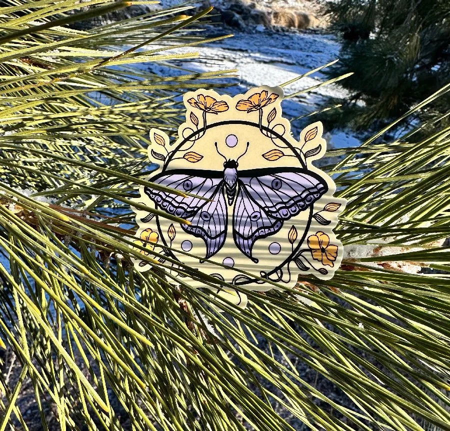 Floral Moth Vinyl Sticker