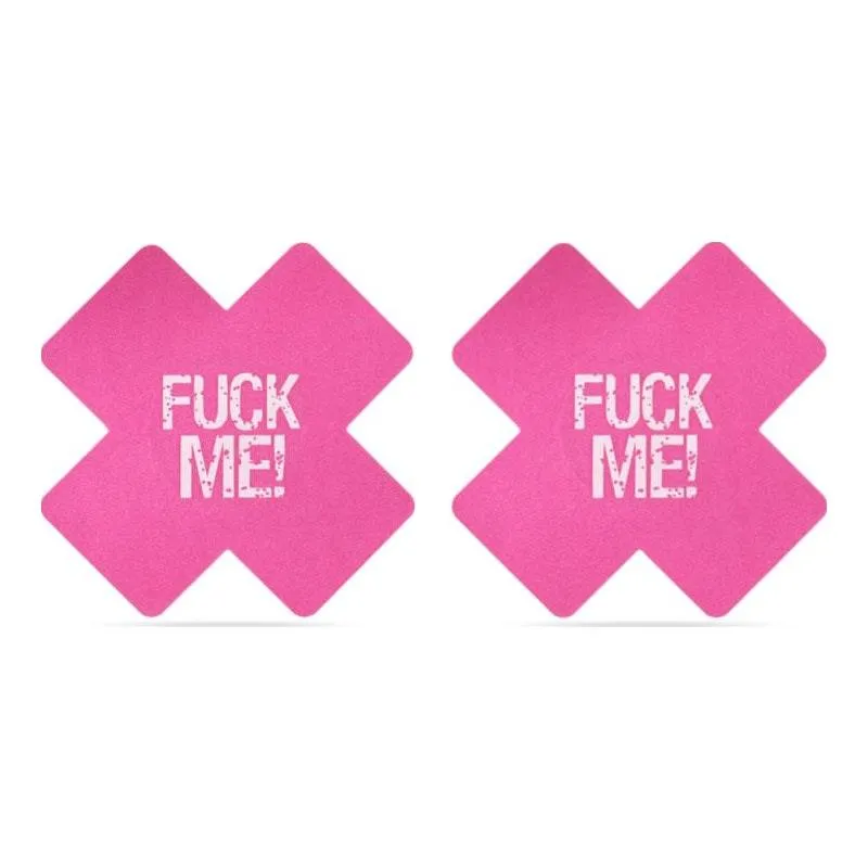 FUCK ME Cross Pattern Nipple Pasties Twin Pk