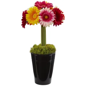 Gerber Daisy Artificial Arrangement in Black Vase
