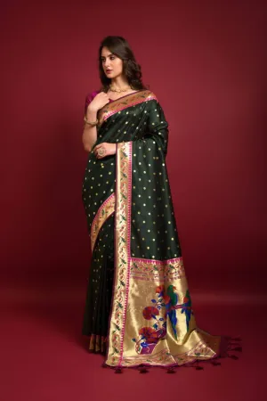 Green Banarasi Soft Silk Paithani Saree