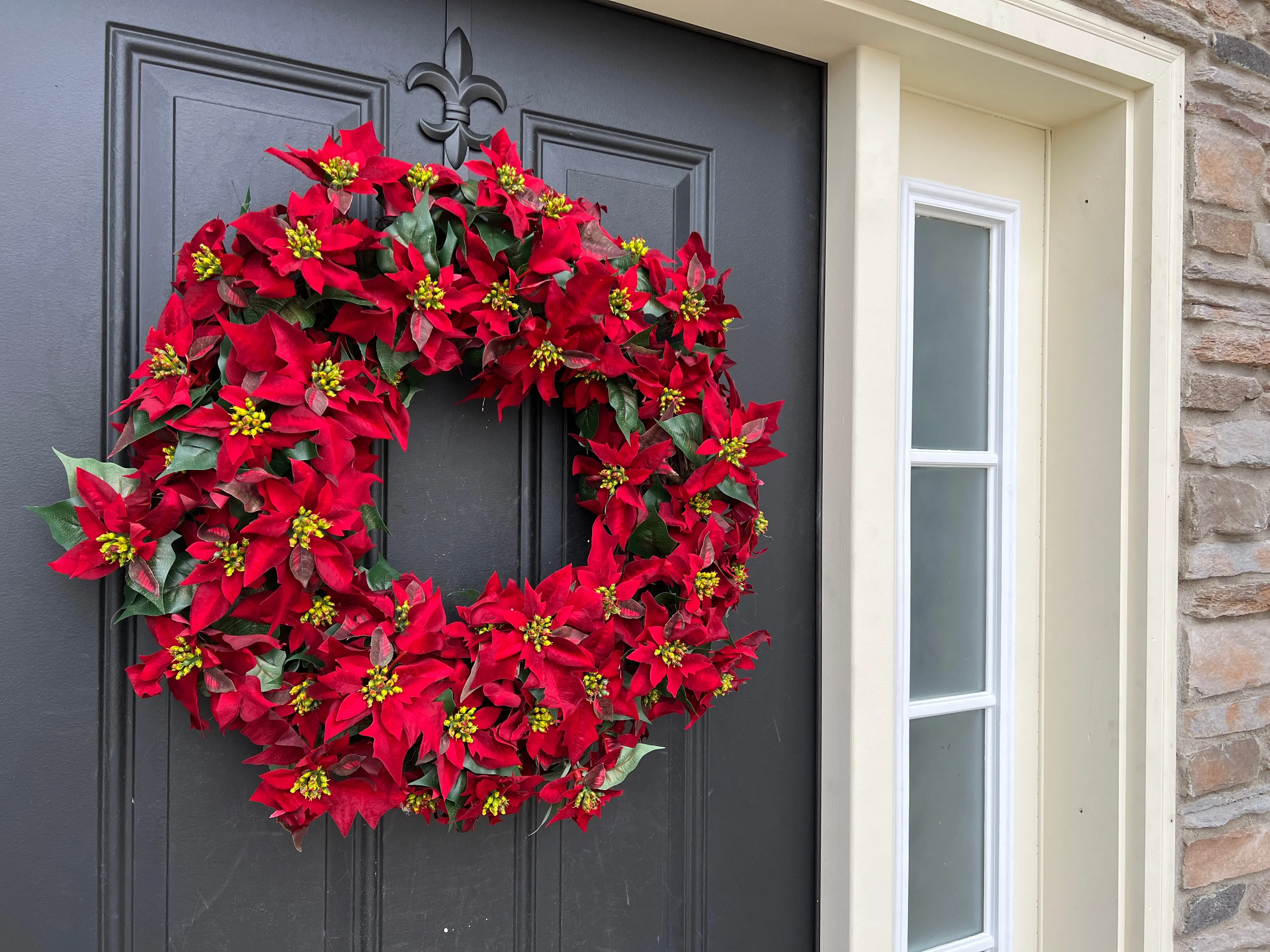 Holiday Red Poinsettia Wreath