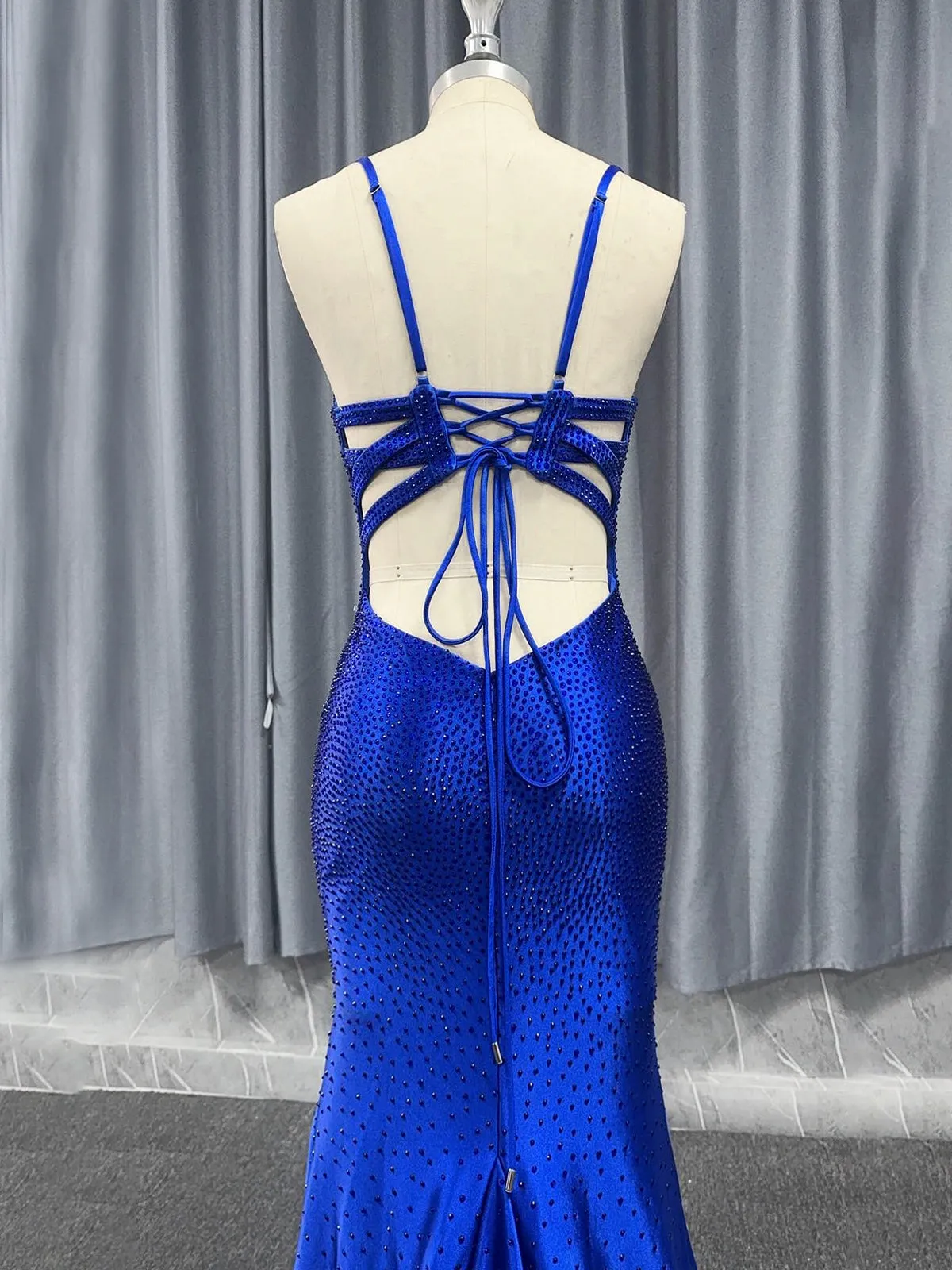 Janiyah |Mermaid V Neck Beaded Jersey Prom Dress with Slit
