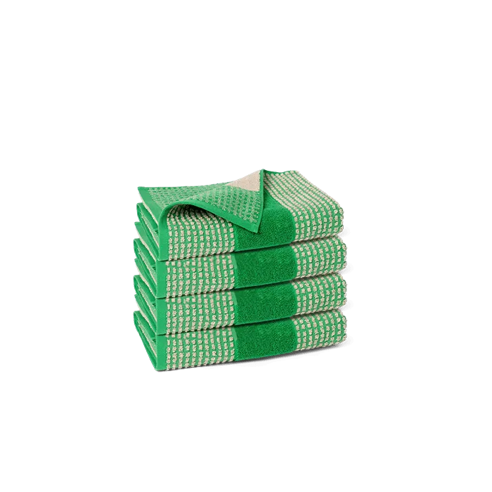 JUNA Check Bath Towels Set, Green, 4 pcs.
