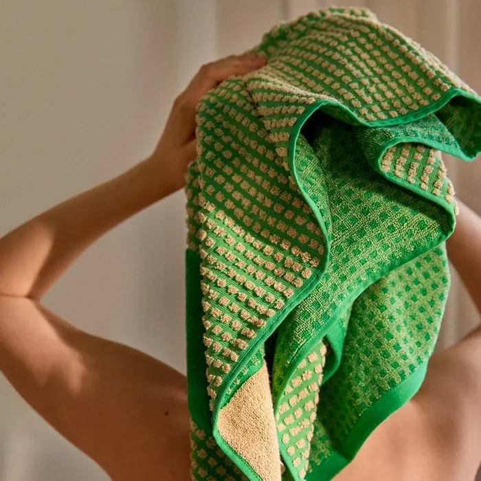 JUNA Check Towels Set, Green, 3 pcs.