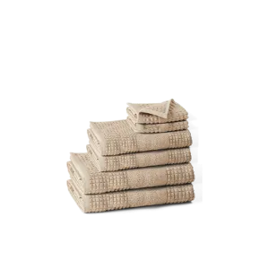 JUNA Check Towels Set, Sand, 6 pcs.