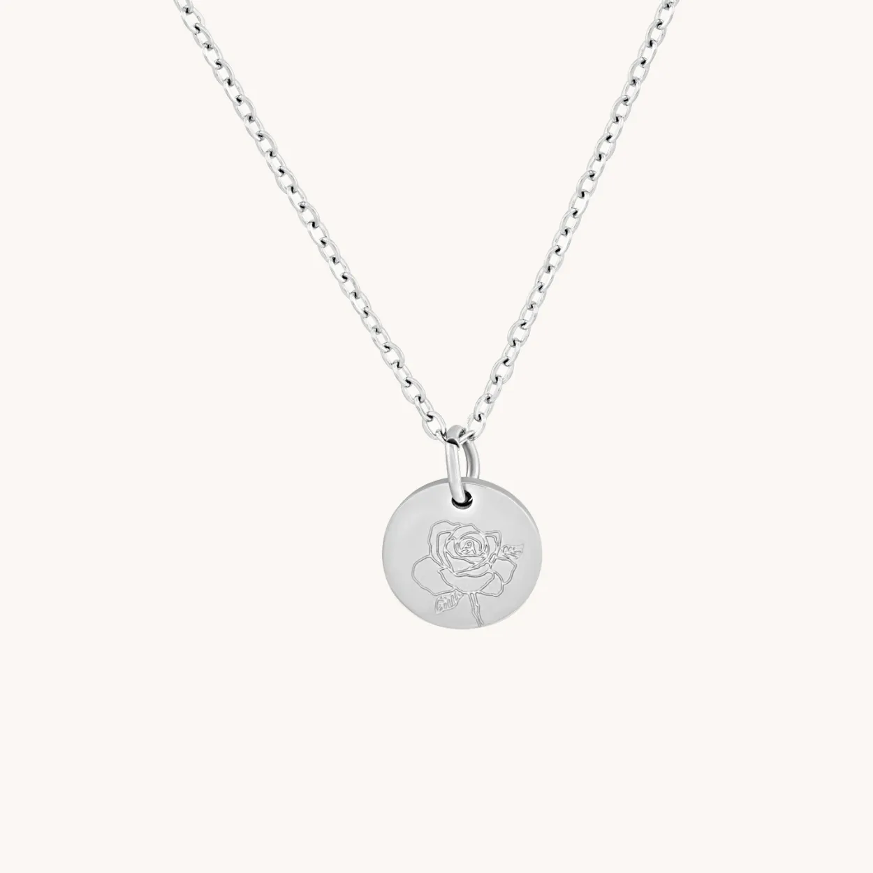 June Rose Silver Birthflower Necklace W.