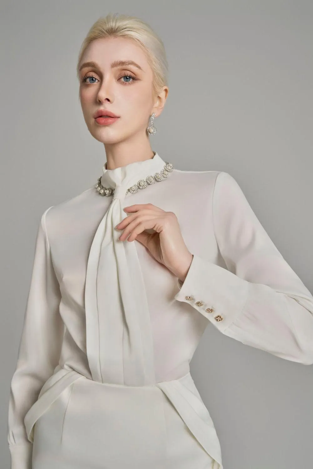 Kori Straight Cuff Sleeved Silk Top