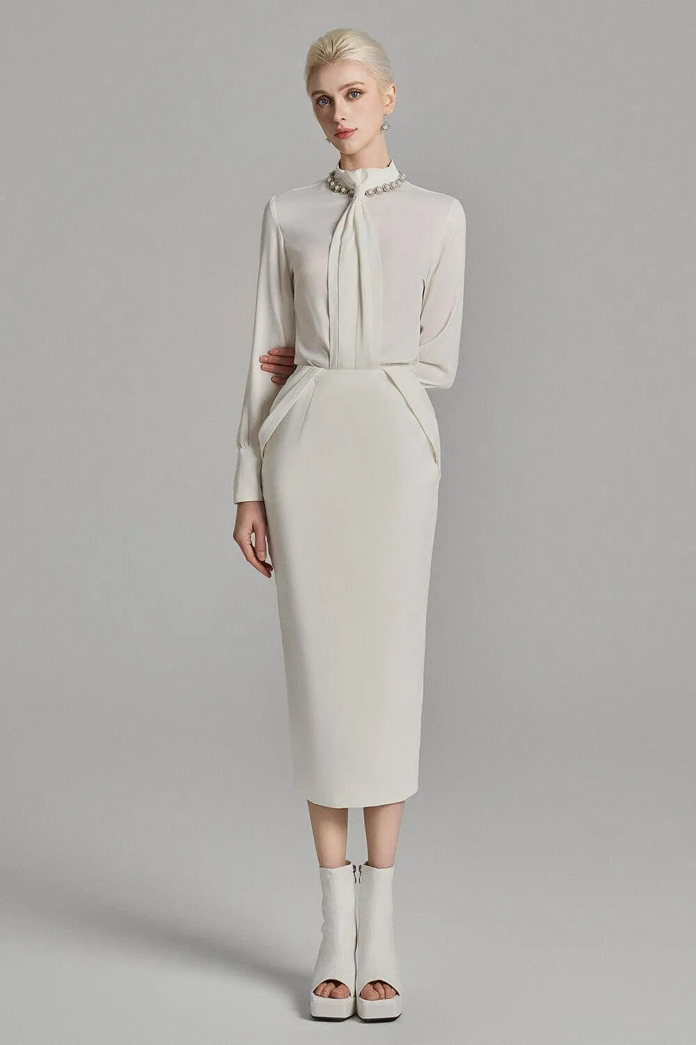 Kori Straight Cuff Sleeved Silk Top