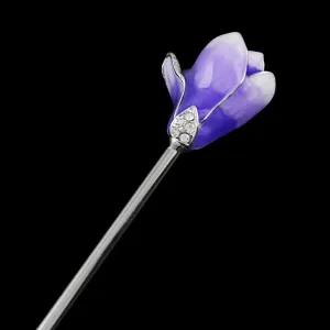 LUX Lilac Half Bloom Hair Stick w/ Swarovski Rhinestones