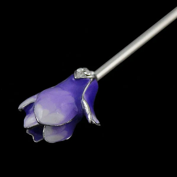 LUX Lilac Half Bloom Hair Stick w/ Swarovski Rhinestones