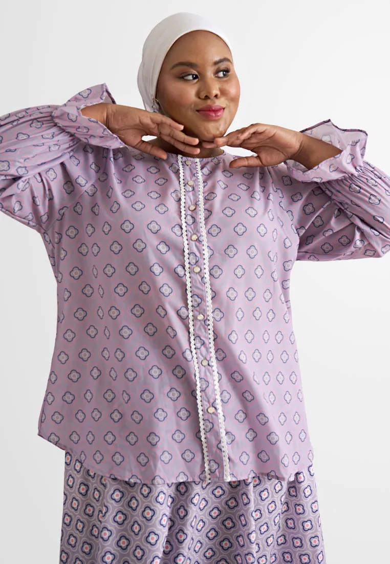 Mazia Clash Print Button Modern Kurung Set