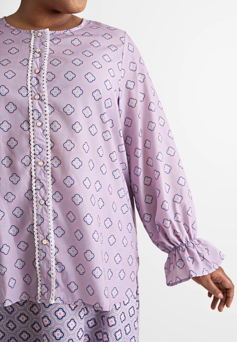 Mazia Clash Print Button Modern Kurung Set