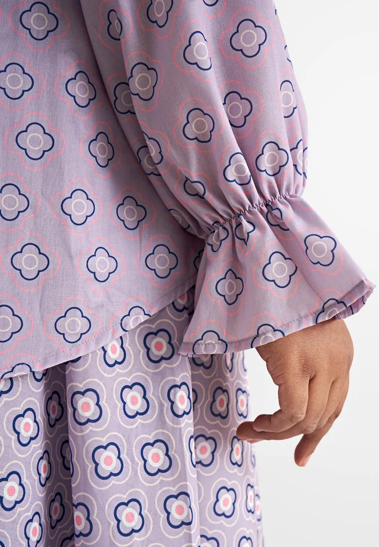 Mazia Clash Print Button Modern Kurung Set