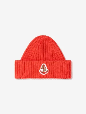 Mini Rodini Kids Anchor Short Rib Beanie in Red