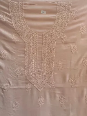 Modal Chikankari Unstitched Kurti Fabric - Pale Pink