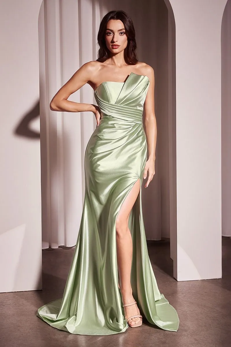 NORAH Satin Asymmetrical Strapless Mermaid Prom & Formal Dress