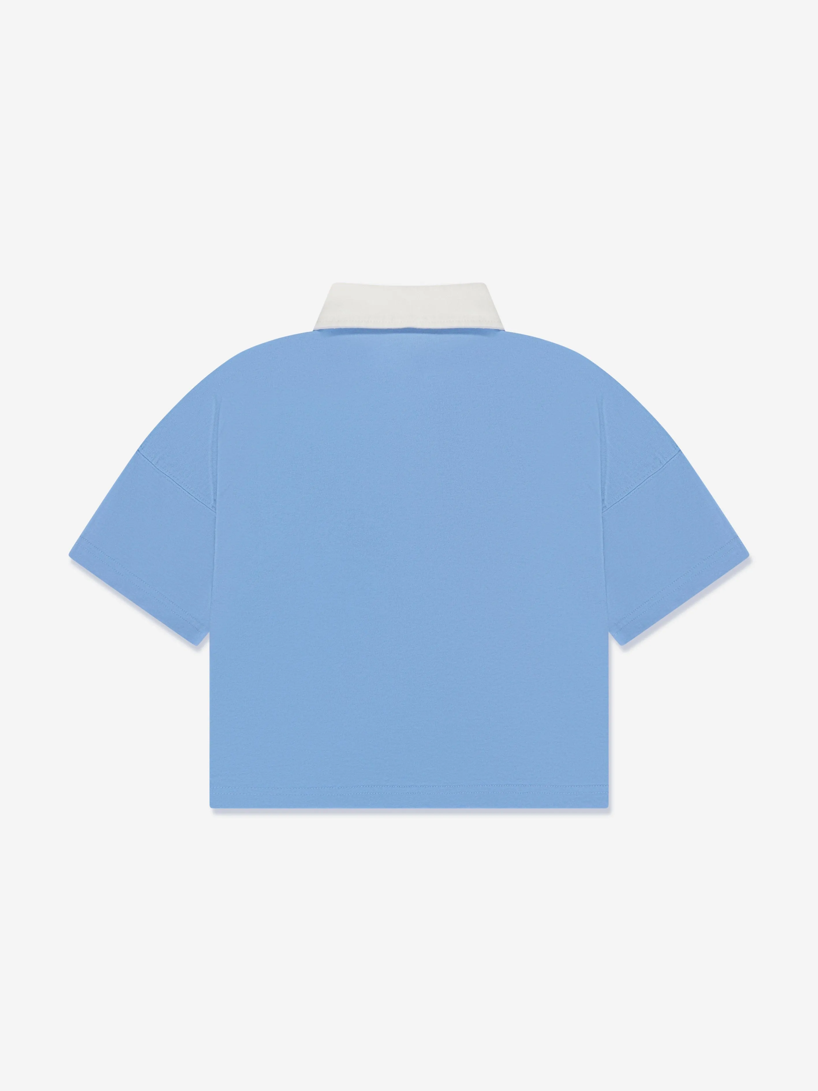 Palm Angels Boys Flames Oversized Polo Shirt in Blue