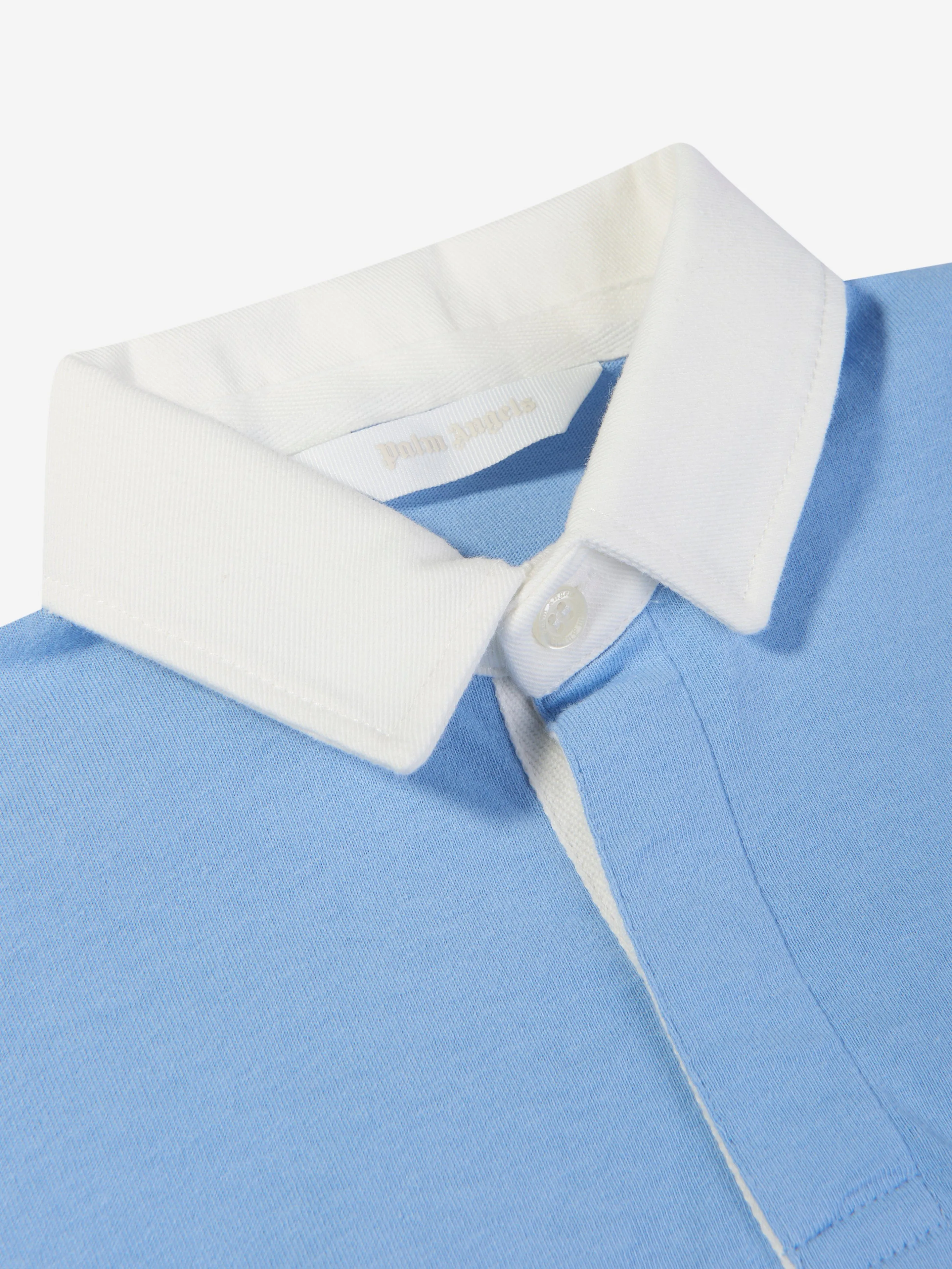 Palm Angels Boys Flames Oversized Polo Shirt in Blue