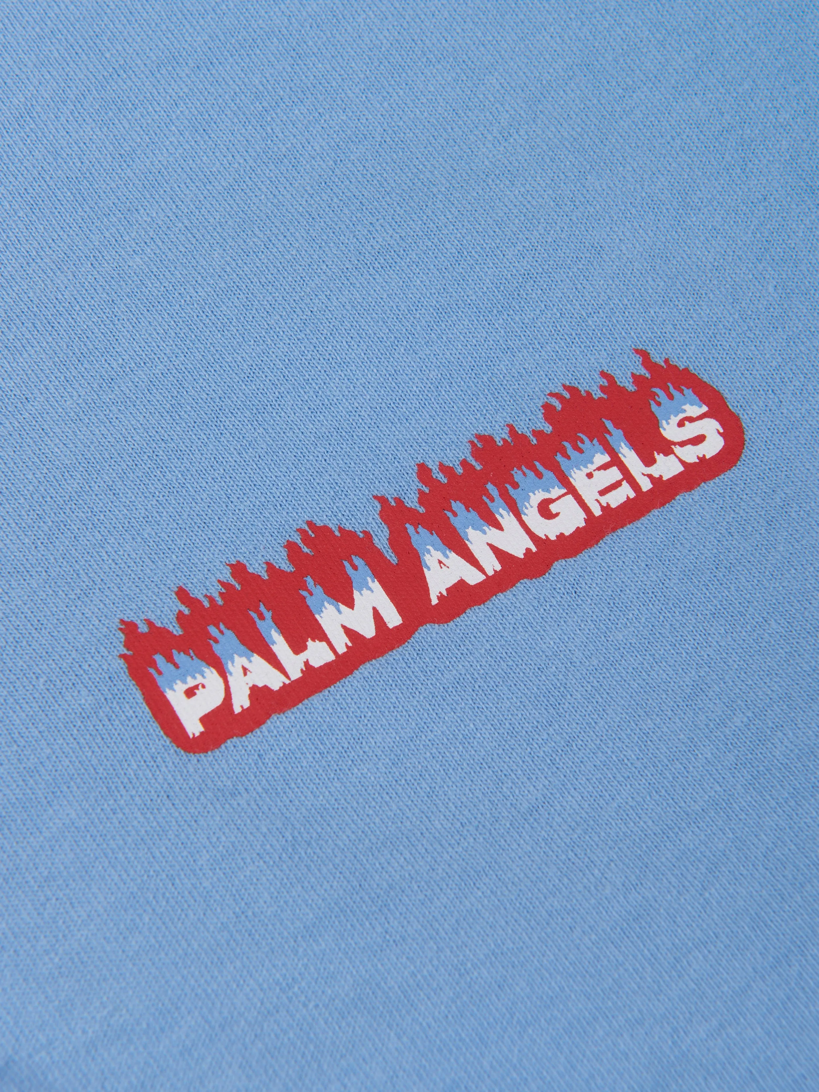 Palm Angels Boys Flames Oversized Polo Shirt in Blue
