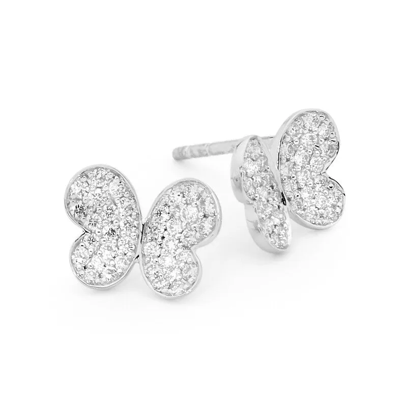 Pave Butterfly Stud Earrings