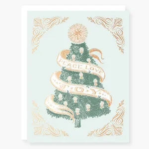 Peace, love, Joy Christmas Tree Card