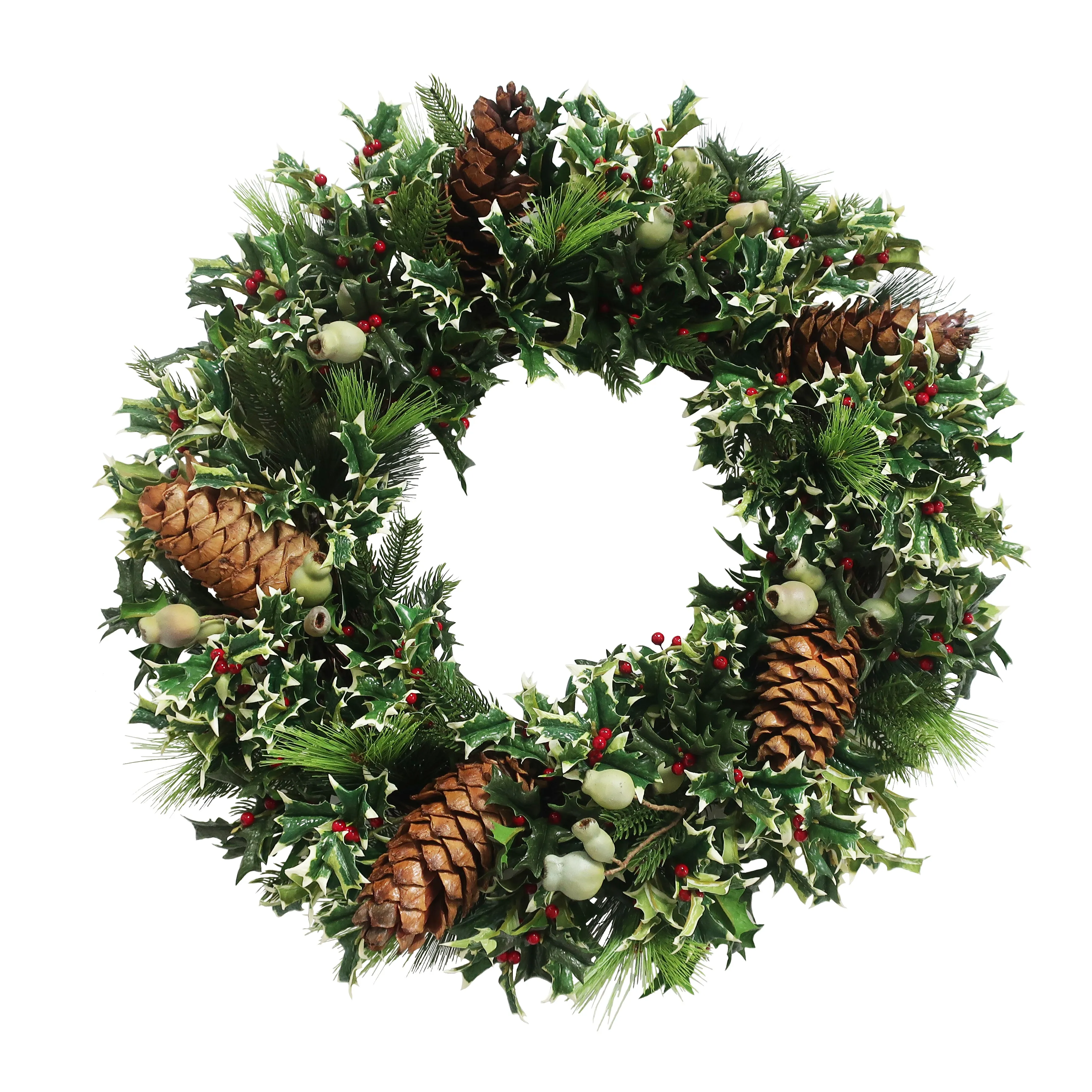 Pointed Holly Wreath 30"