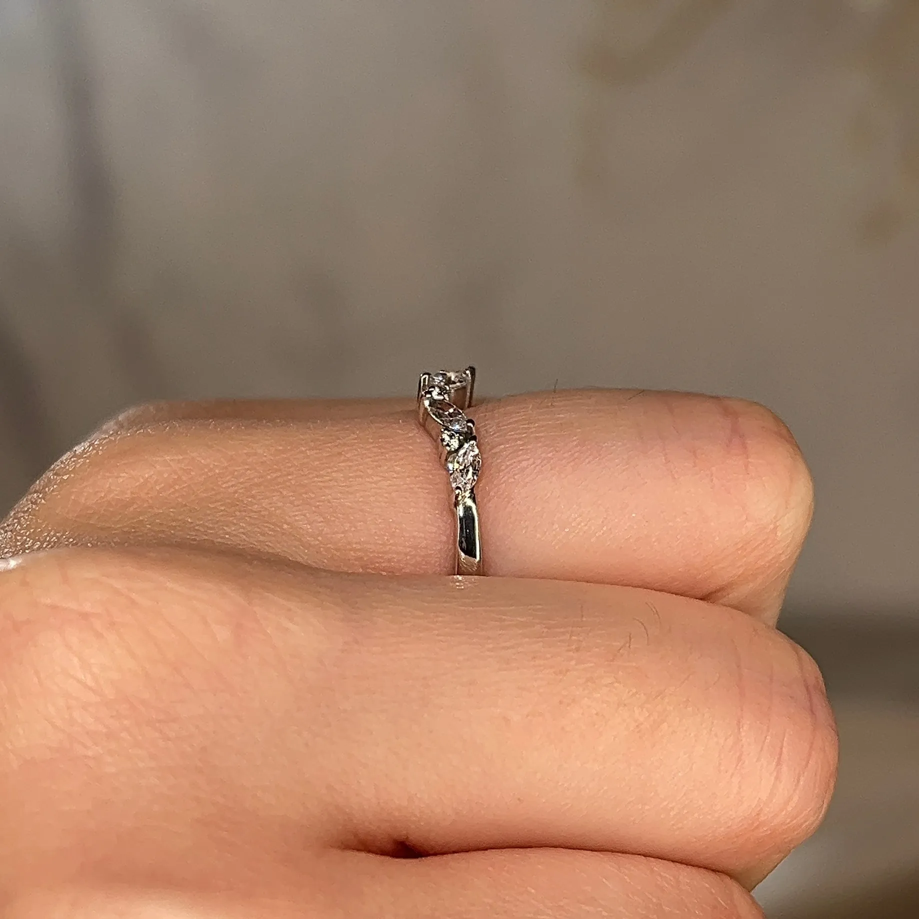"Sofi" Foliage Marquise and Round Brilliant Cut 0.25ct Diamond Eternity Ring ET60
