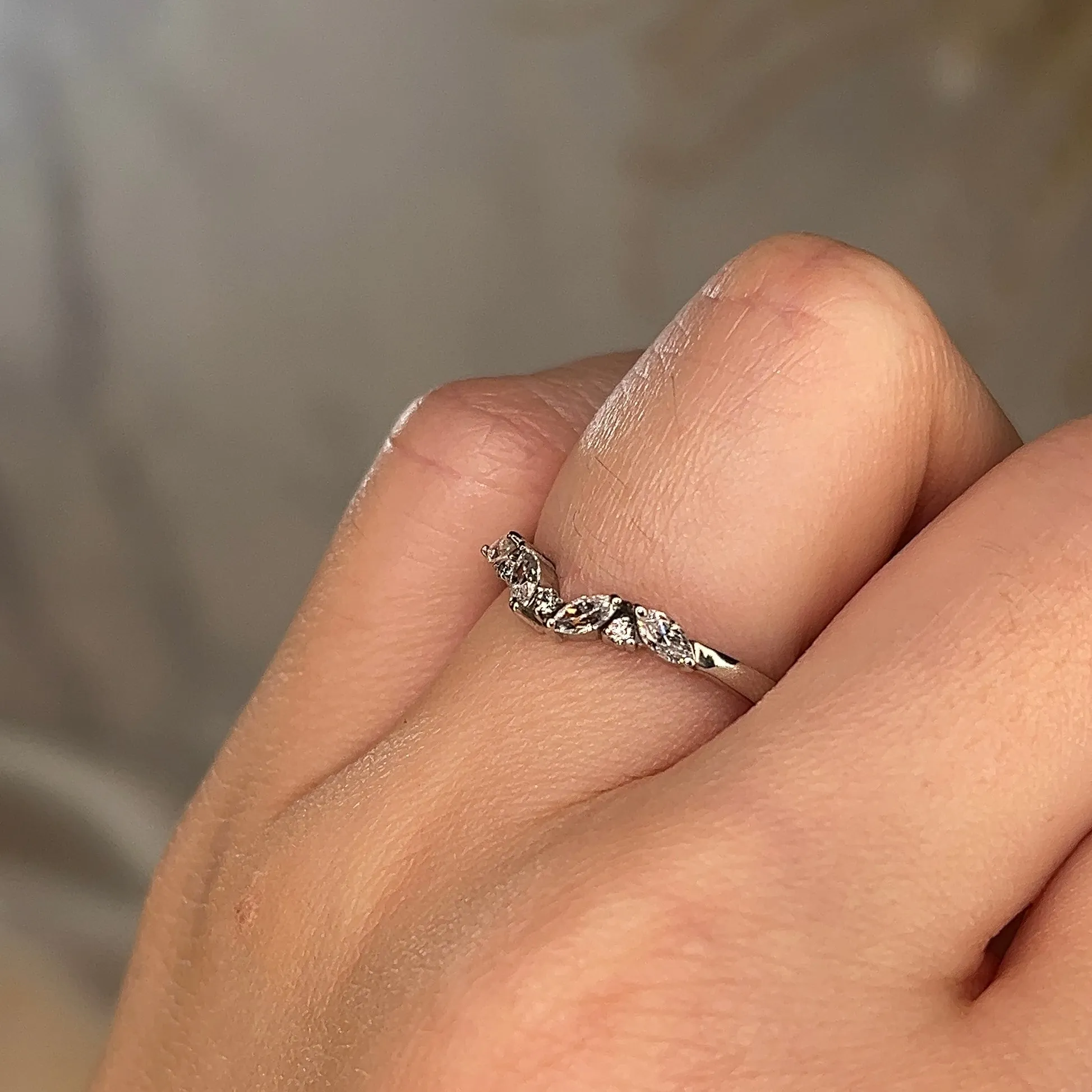 "Sofi" Foliage Marquise and Round Brilliant Cut 0.25ct Diamond Eternity Ring ET60