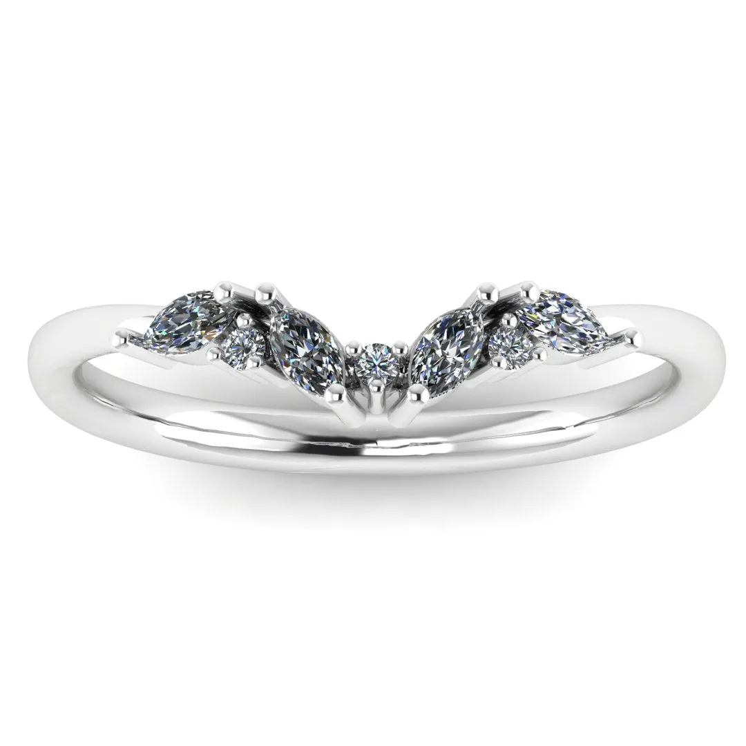 "Sofi" Foliage Marquise and Round Brilliant Cut 0.25ct Diamond Eternity Ring ET60