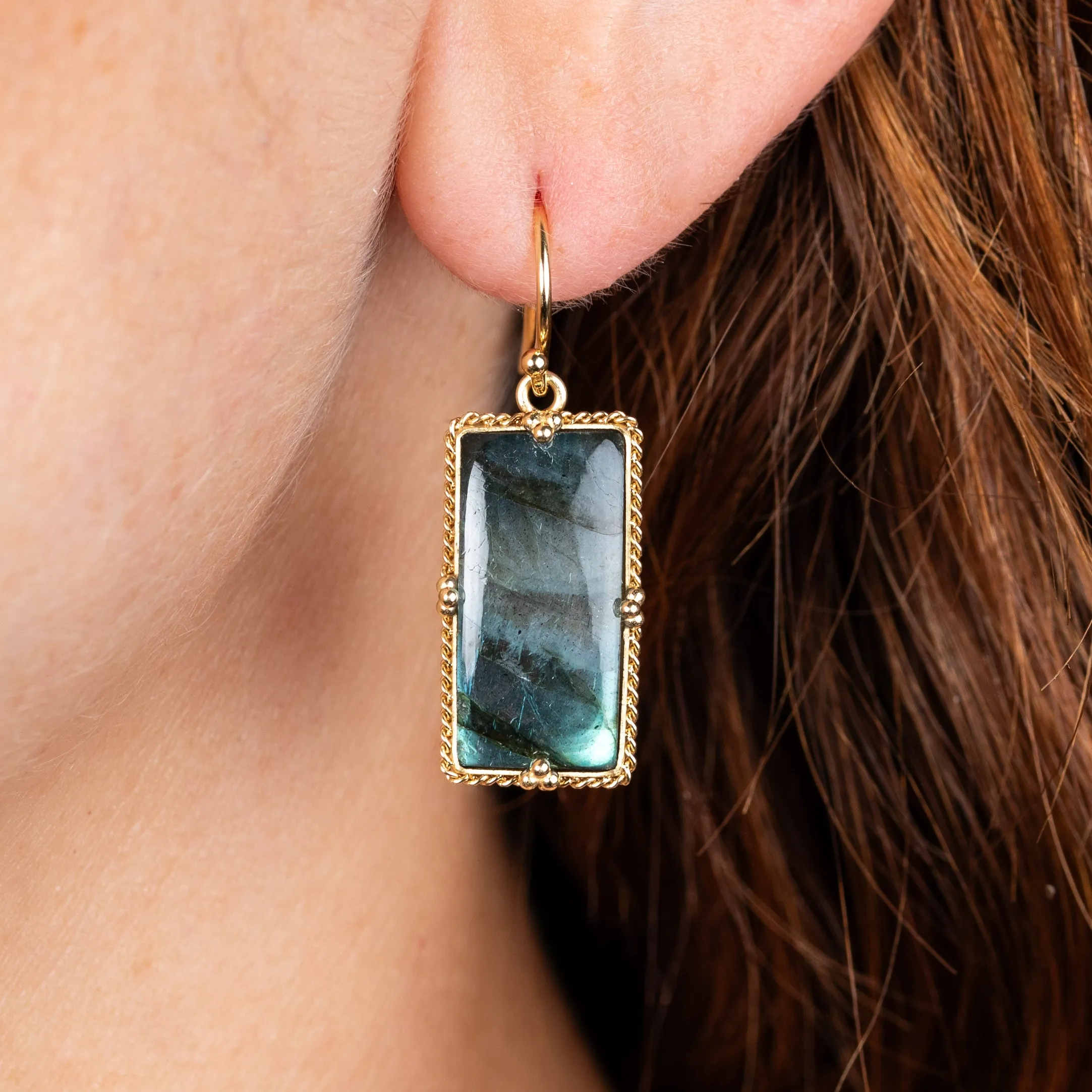 Rectangular Labradorite Earrings